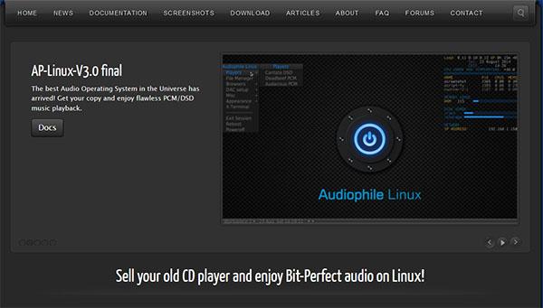 [Audiophile Linux music server operating system screen]
