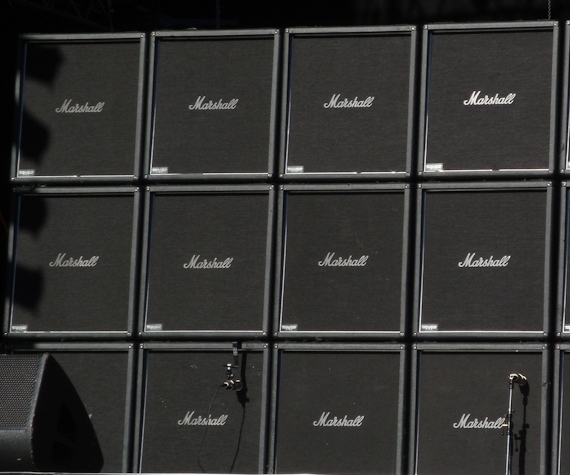 [Marshall stack of amplifiers]