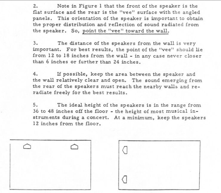 [Bose 901 - room placement instructions]